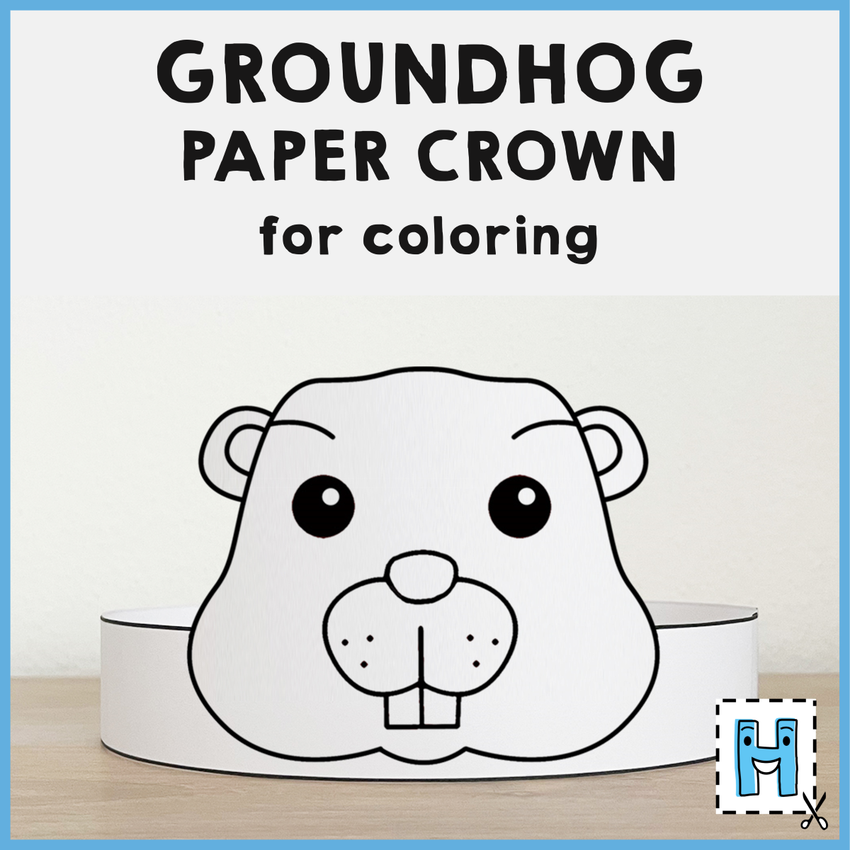 Groundhog Day Paper Crown Headband Printable Coloring Craft 