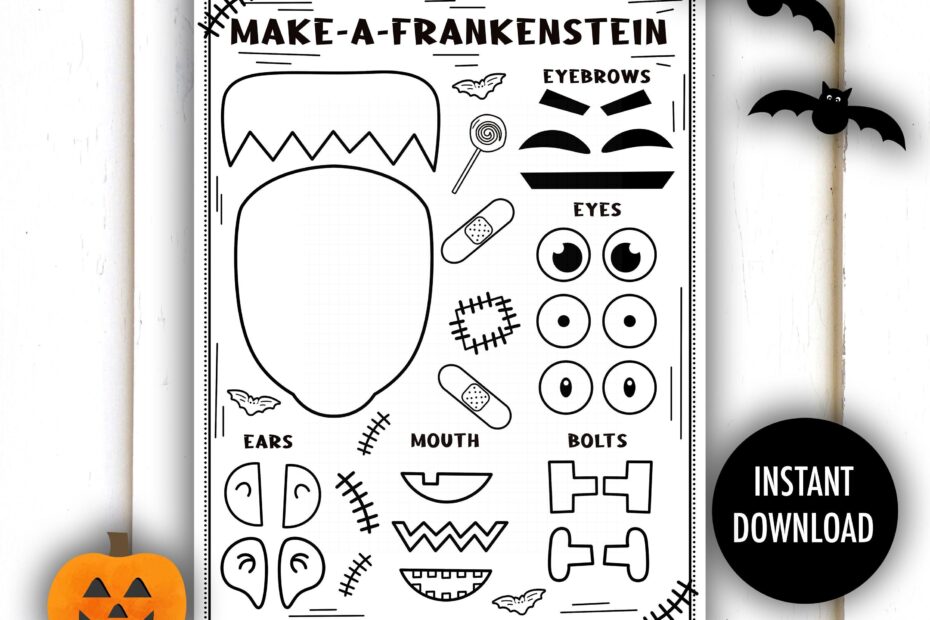 Halloween Craft Printable Make A Frankenstein Cut And Color Cut And Paste Activity Kids Halloween Crafts Coloring Craft School