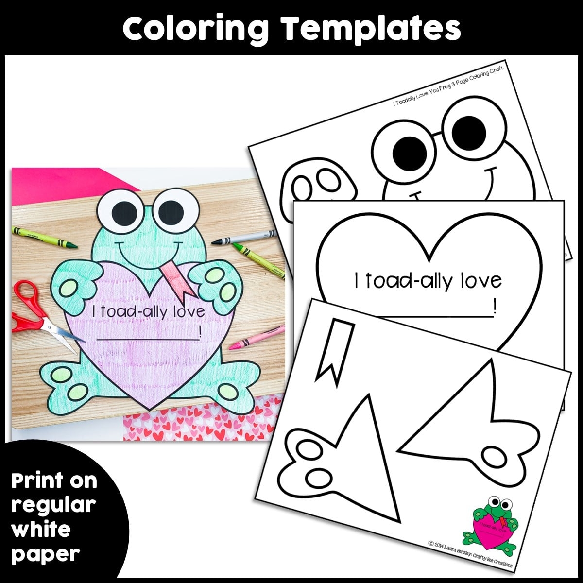 frog heart printable craft template