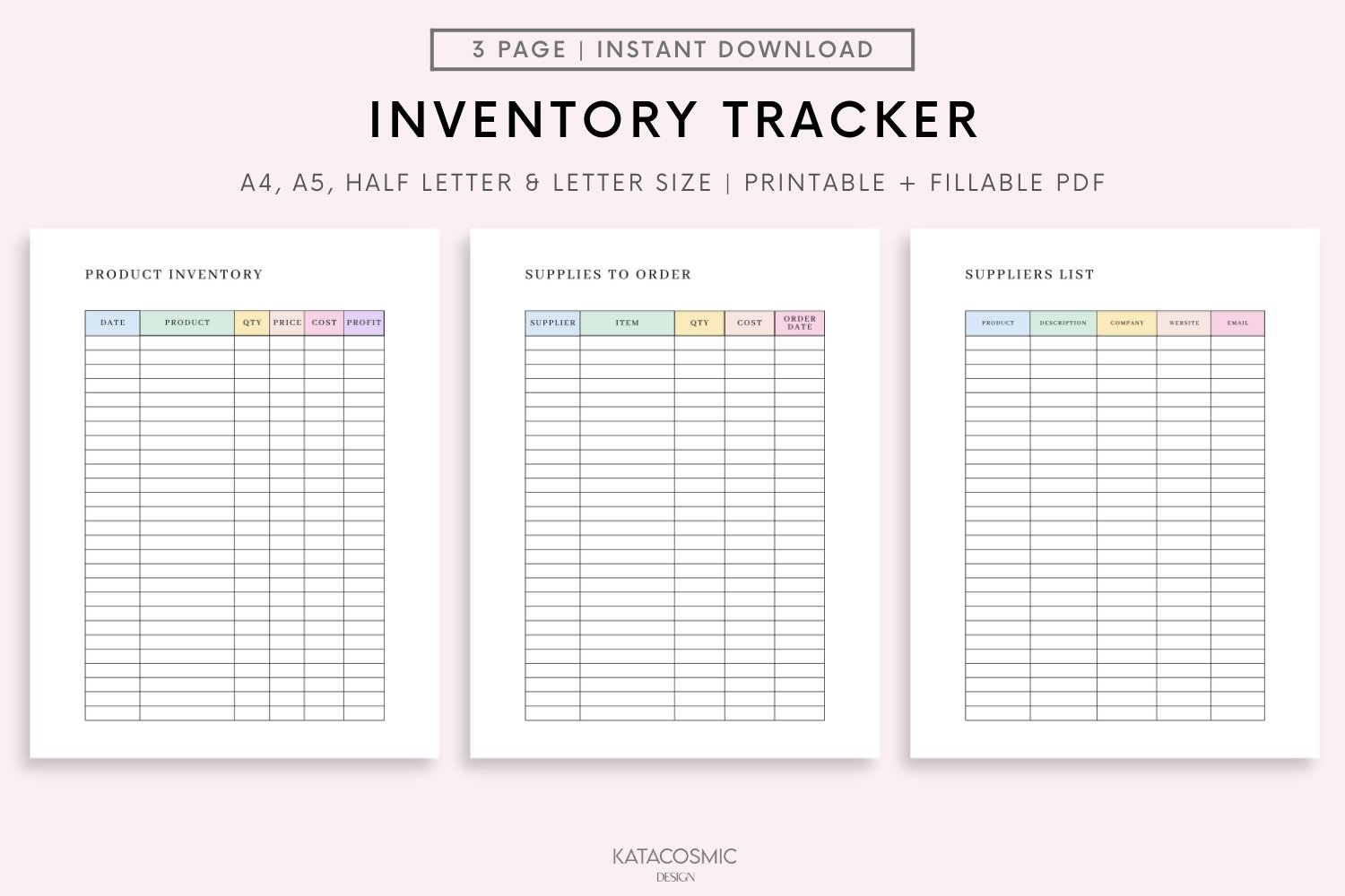 INVENTORY FORM BUSINESS PLANNER PRODUCT SUPPLY TRACKER