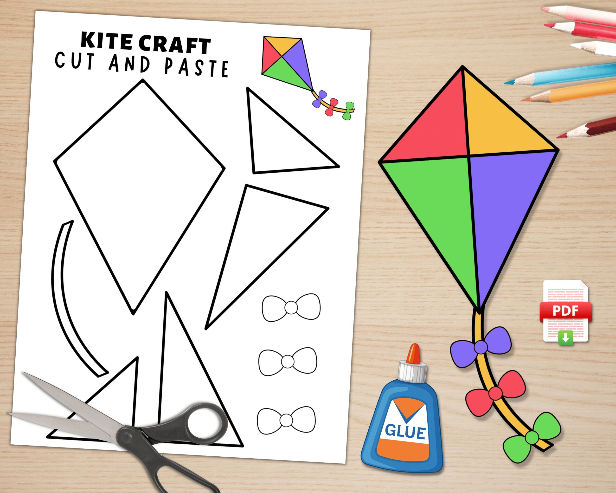 simple color cut craft kids template summer printable