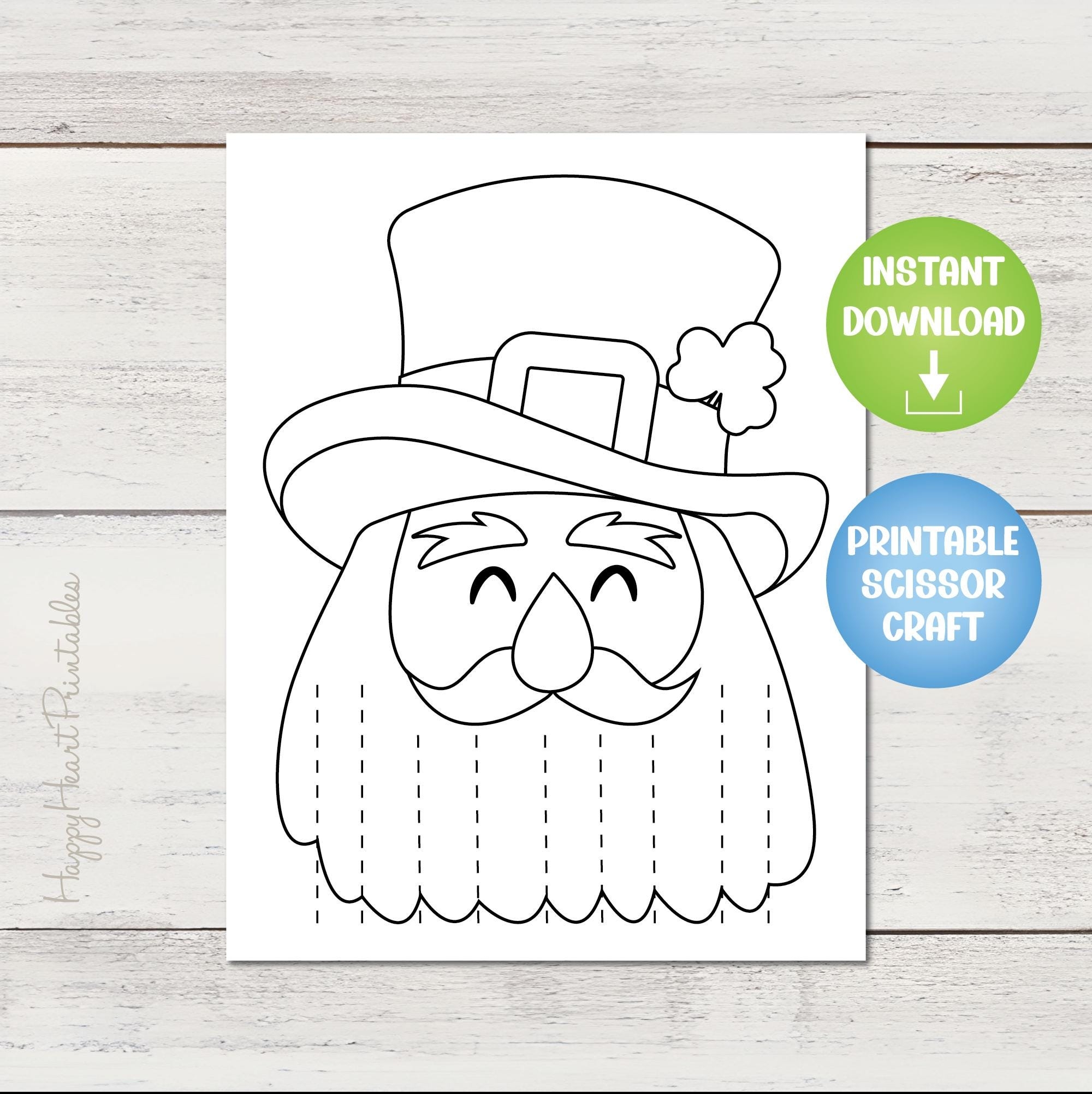 Leprechaun Scissor Craft St Patrick s Day Printable Etsy