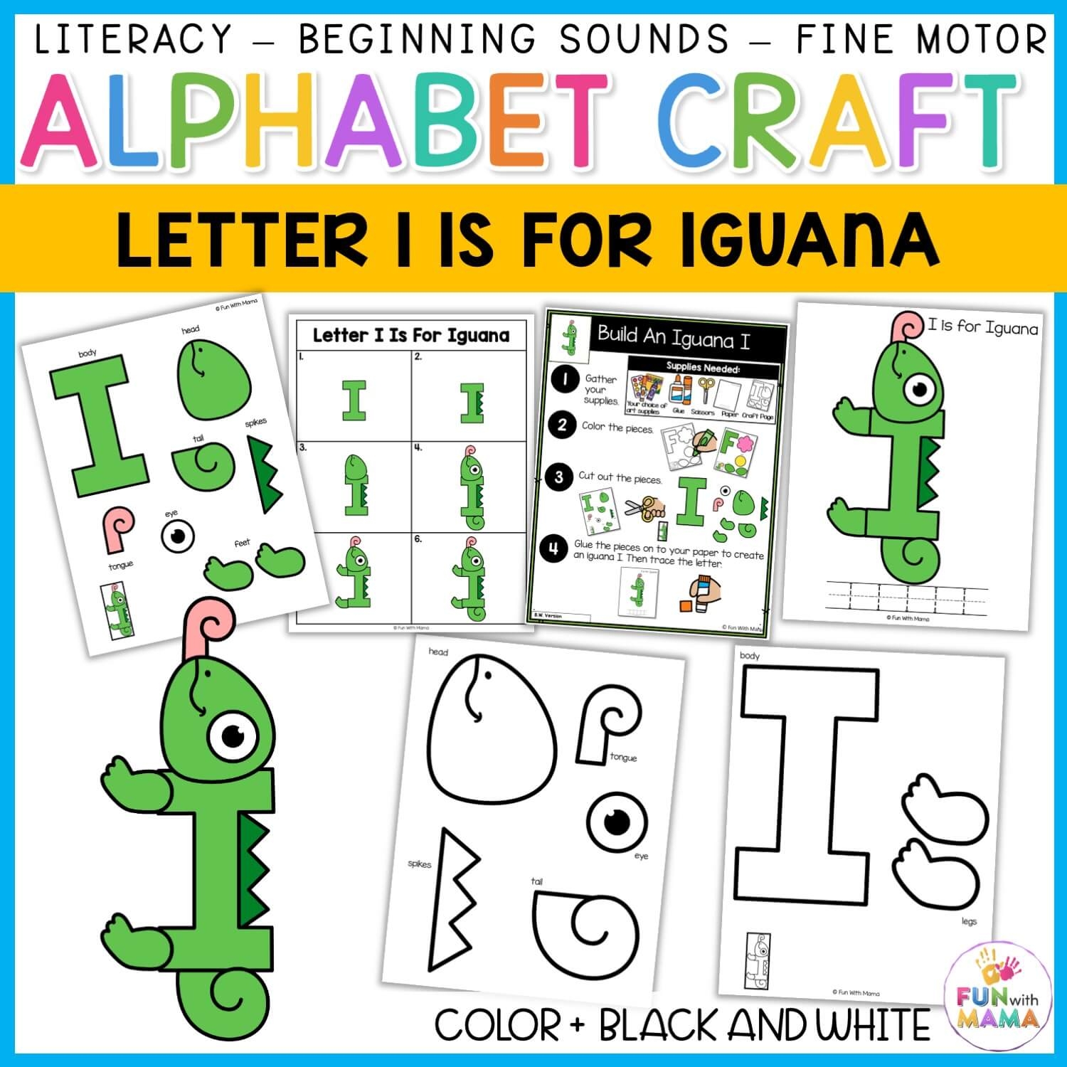 Letter I Craft Iguana Fun With Mama Shop