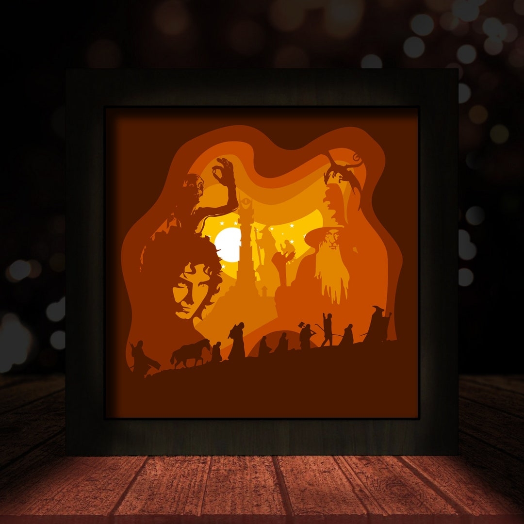 Lord Of The Rings 3D Paper Cut Light Box Template SVG Digital Download Shadow Box SVG For Cricut Hobbit Gandalf Etsy