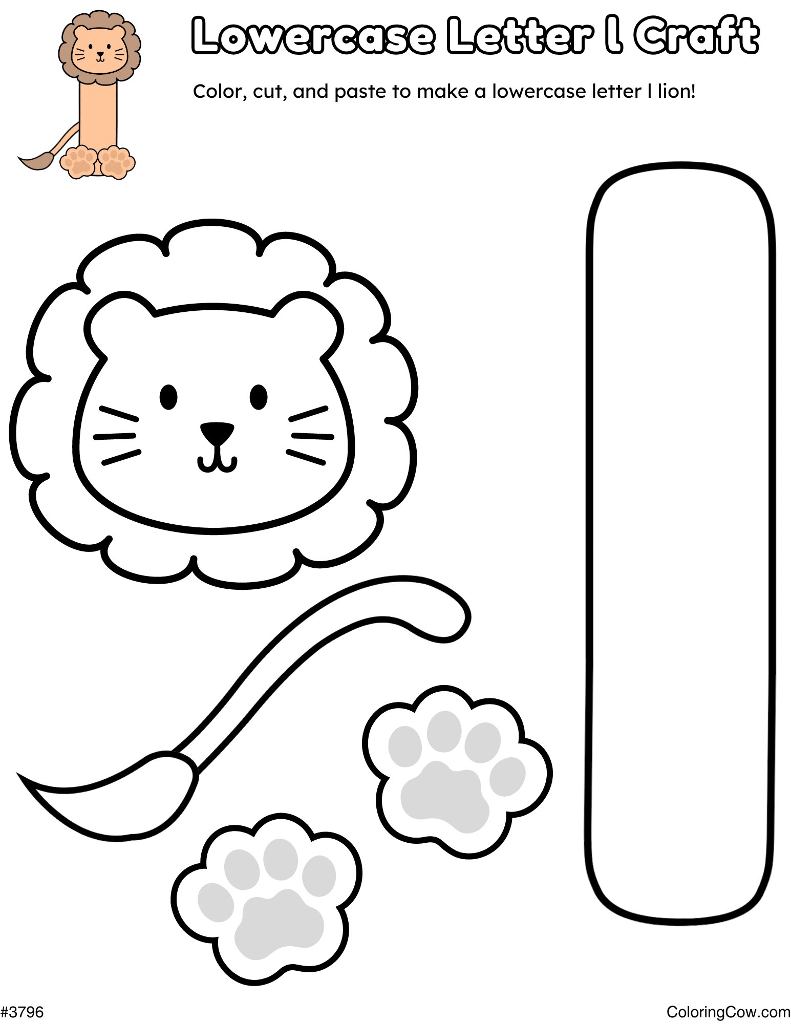 Lowercase Letter L Lion Craft