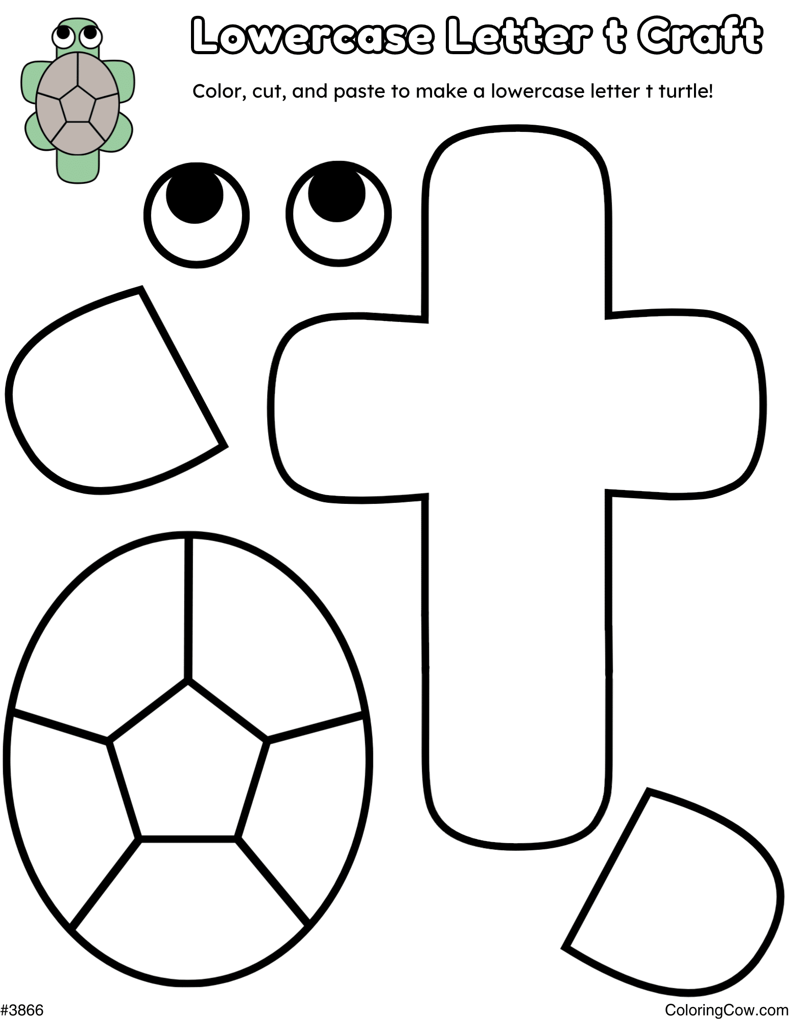 Lowercase Letter T Turtle Craft