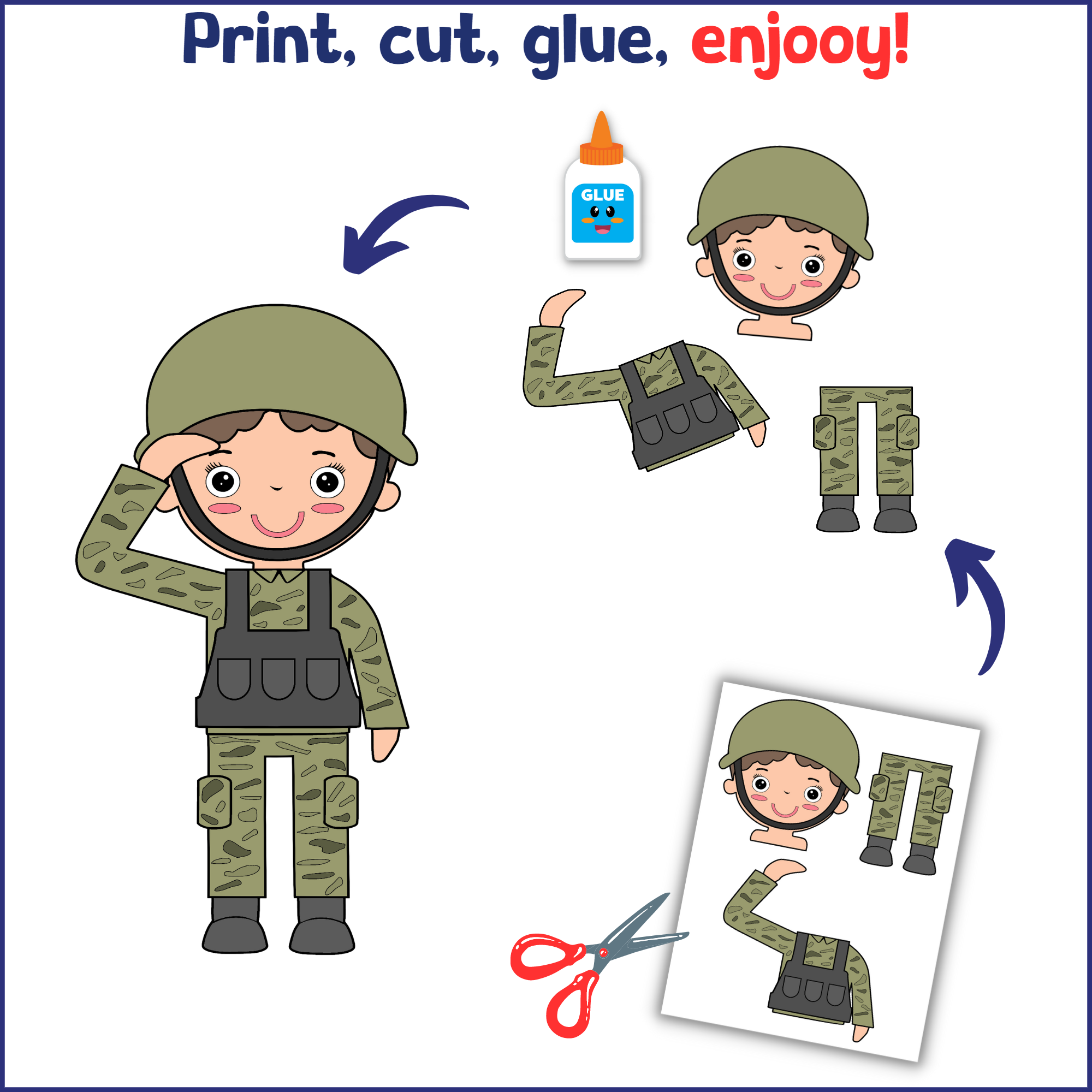 Memorial Day Crafts Soldier And Uncle Sam Crafts USA Patriotic Craftivity Made By Teachers