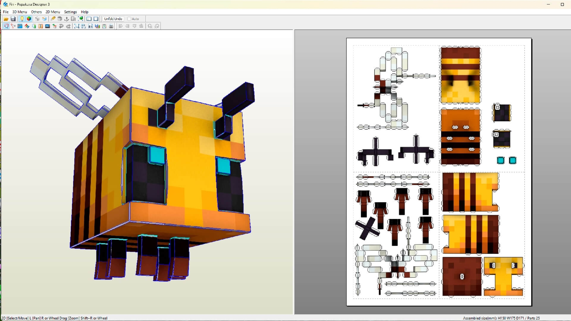 Minecraft Bee For Printing And Design 3D Model By Shustrik