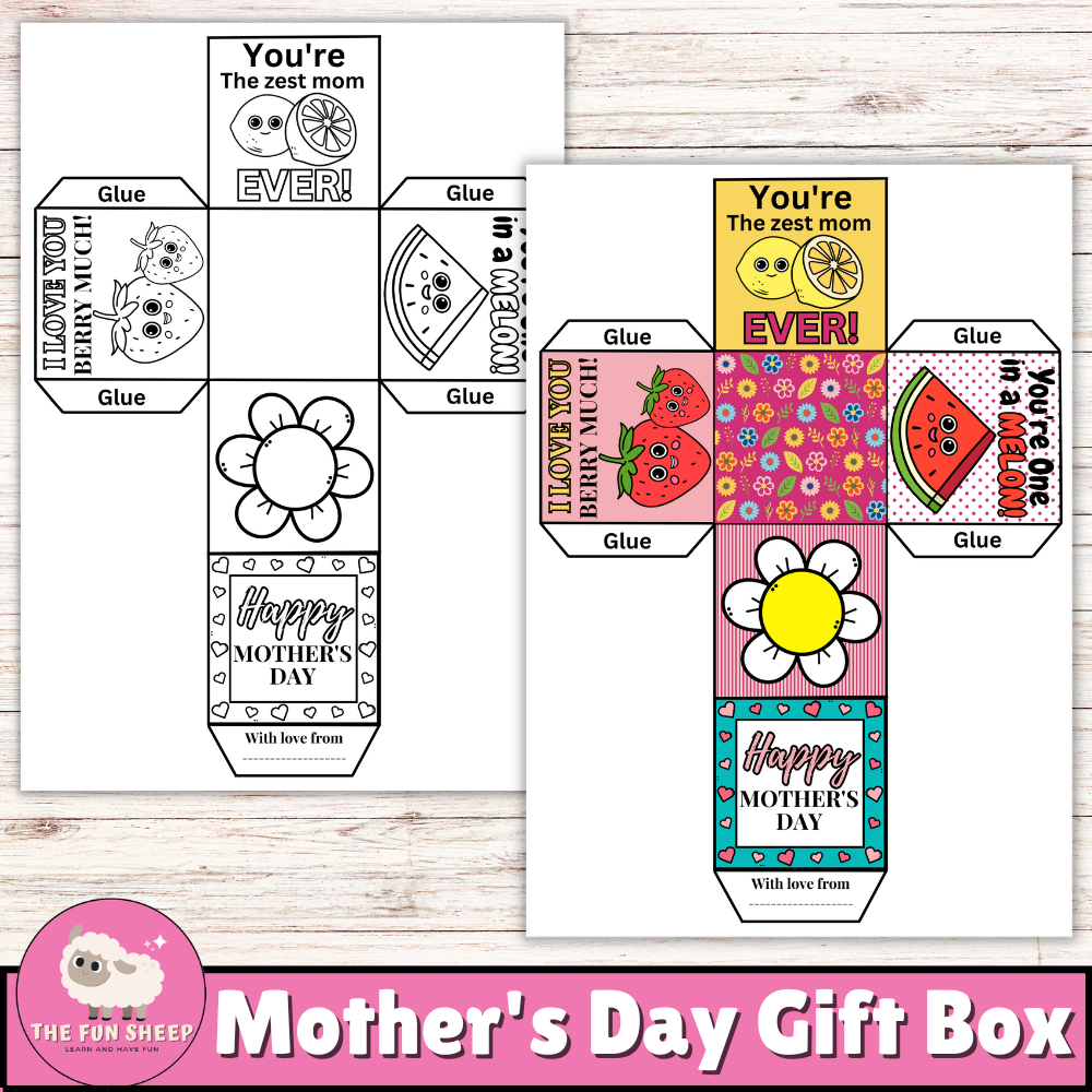Mother s Day Gift Box Mother s Day Craft Activity Printable Gift Box To Color