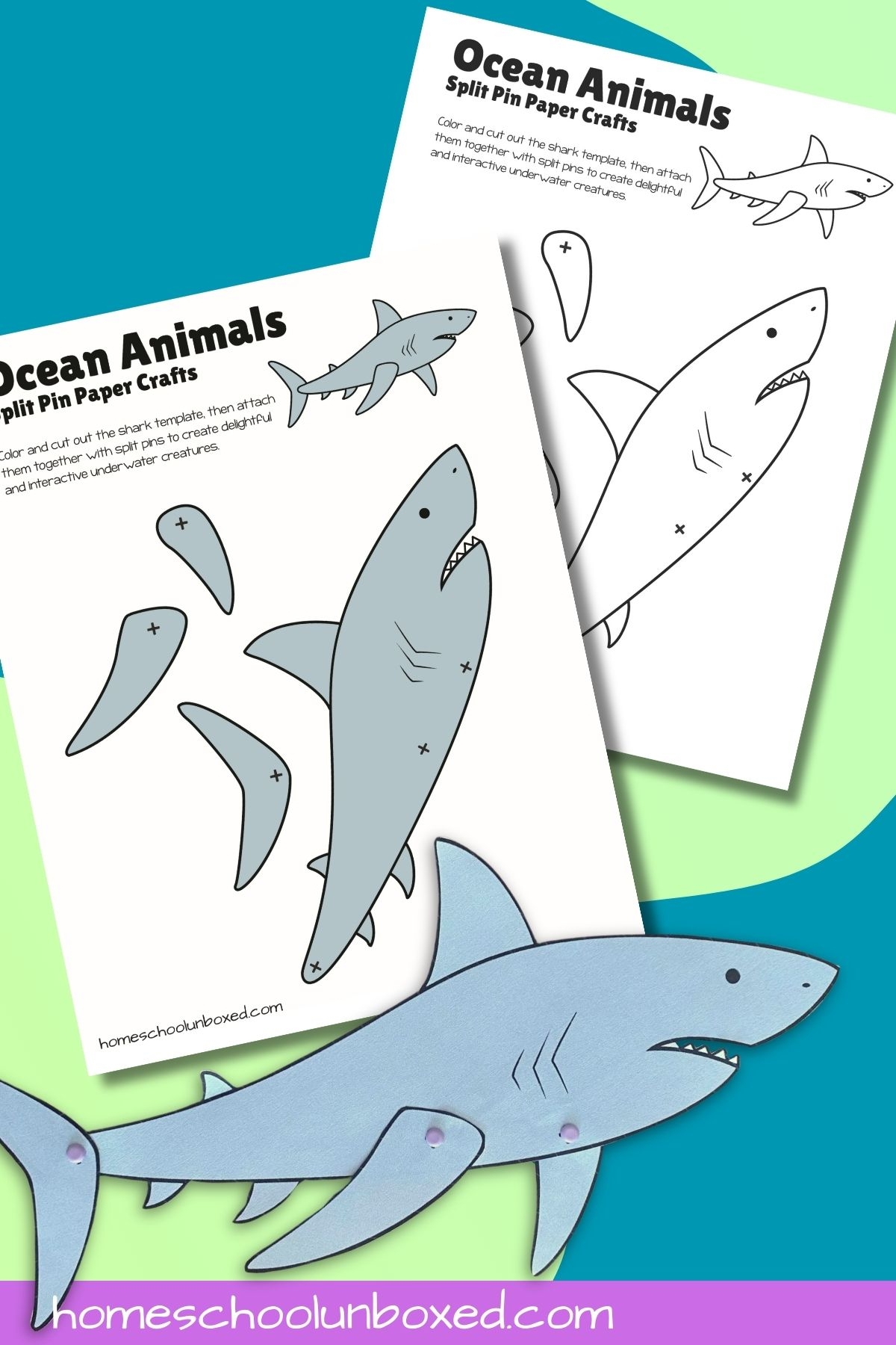 Moveable Shark Craft Free Printable Split Pin Activity 