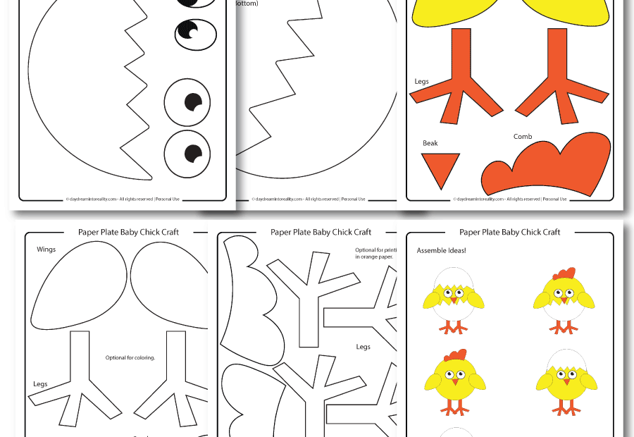 Paper Plate Baby Chick Craft Free PDF Template Daydream Into Reality