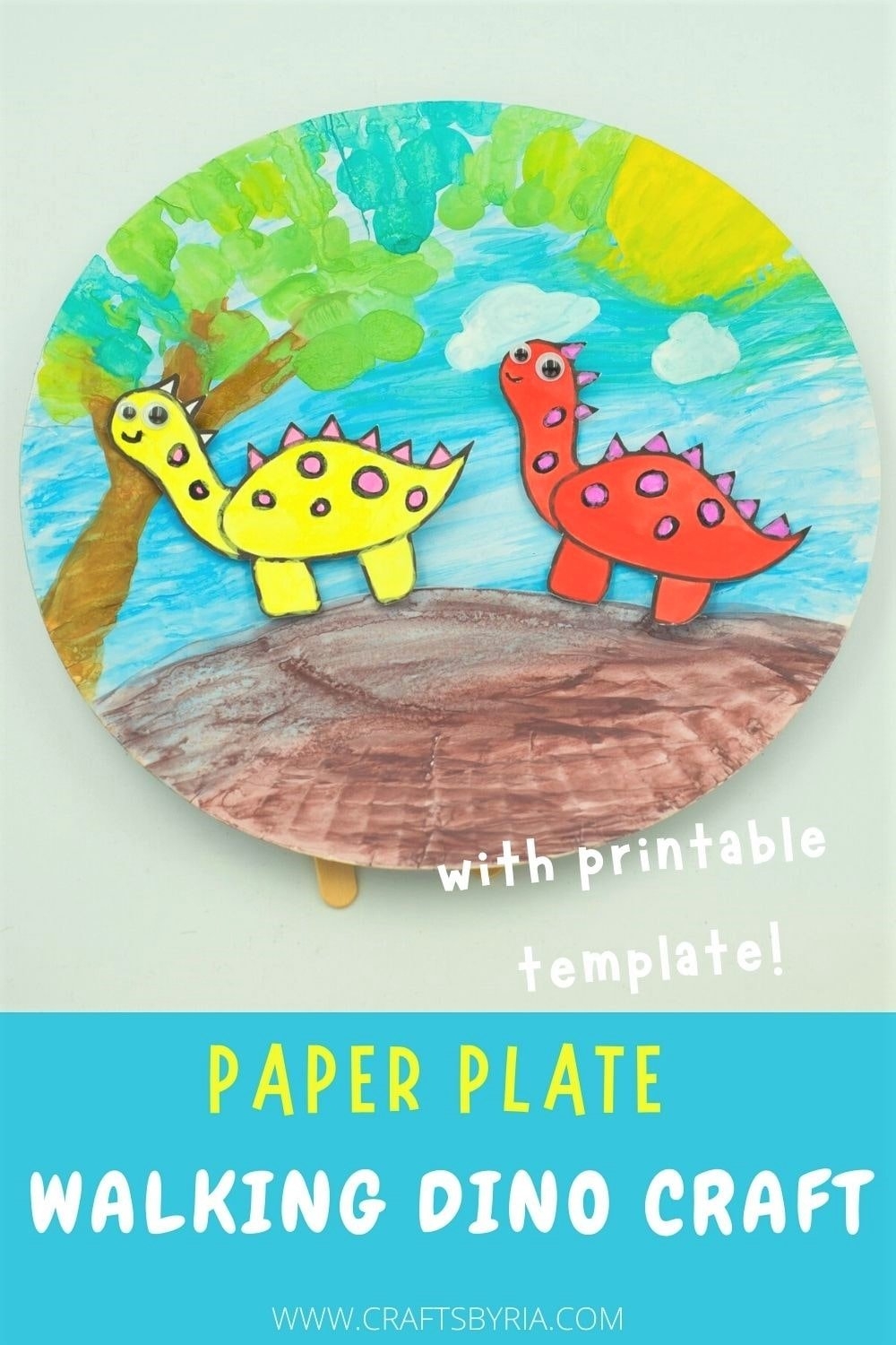 free printable dinosaur paper plate craft template