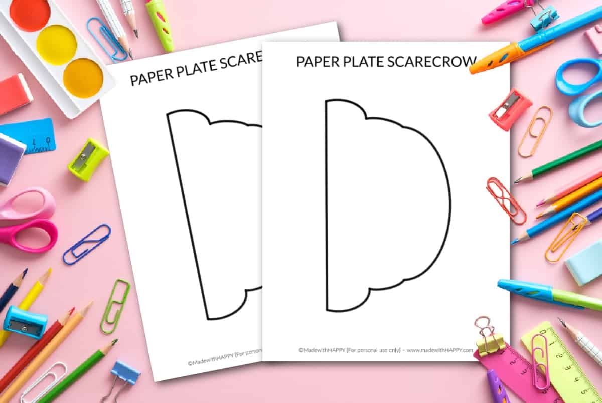 Paper Plate Scarecrow Craft With FREE Template Made With HAPPY