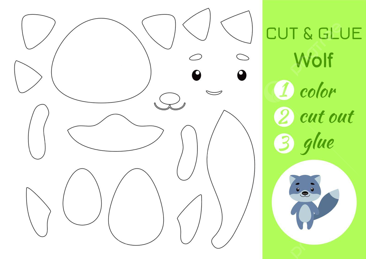 Paper Wolf Craft For Preschoolers Cut Glue Learn Vector Template Download On Pngtree