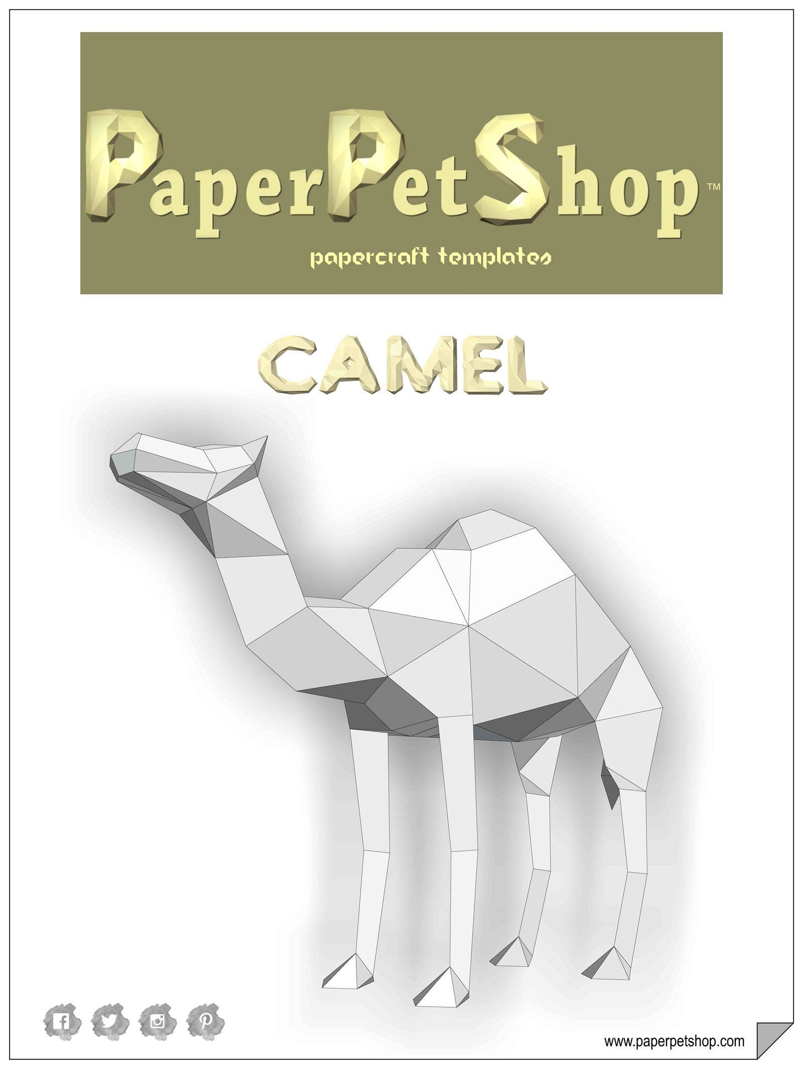 Papercraft Camel Template Etsy