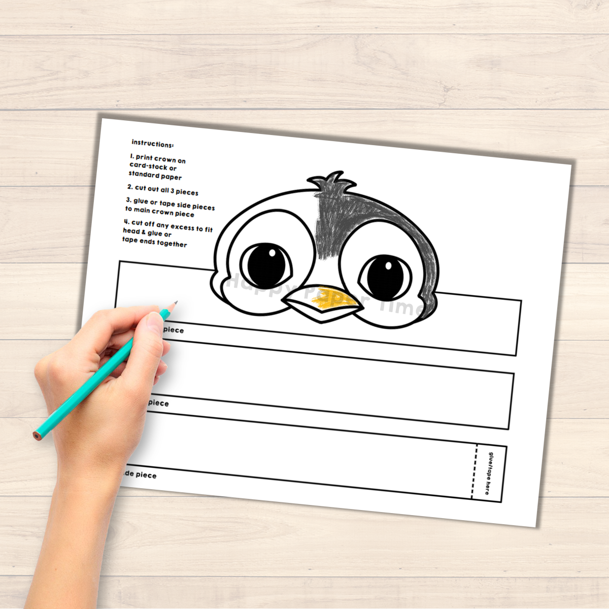 Penguin Paper Crown Printable Coloring Craft Made By Teachers