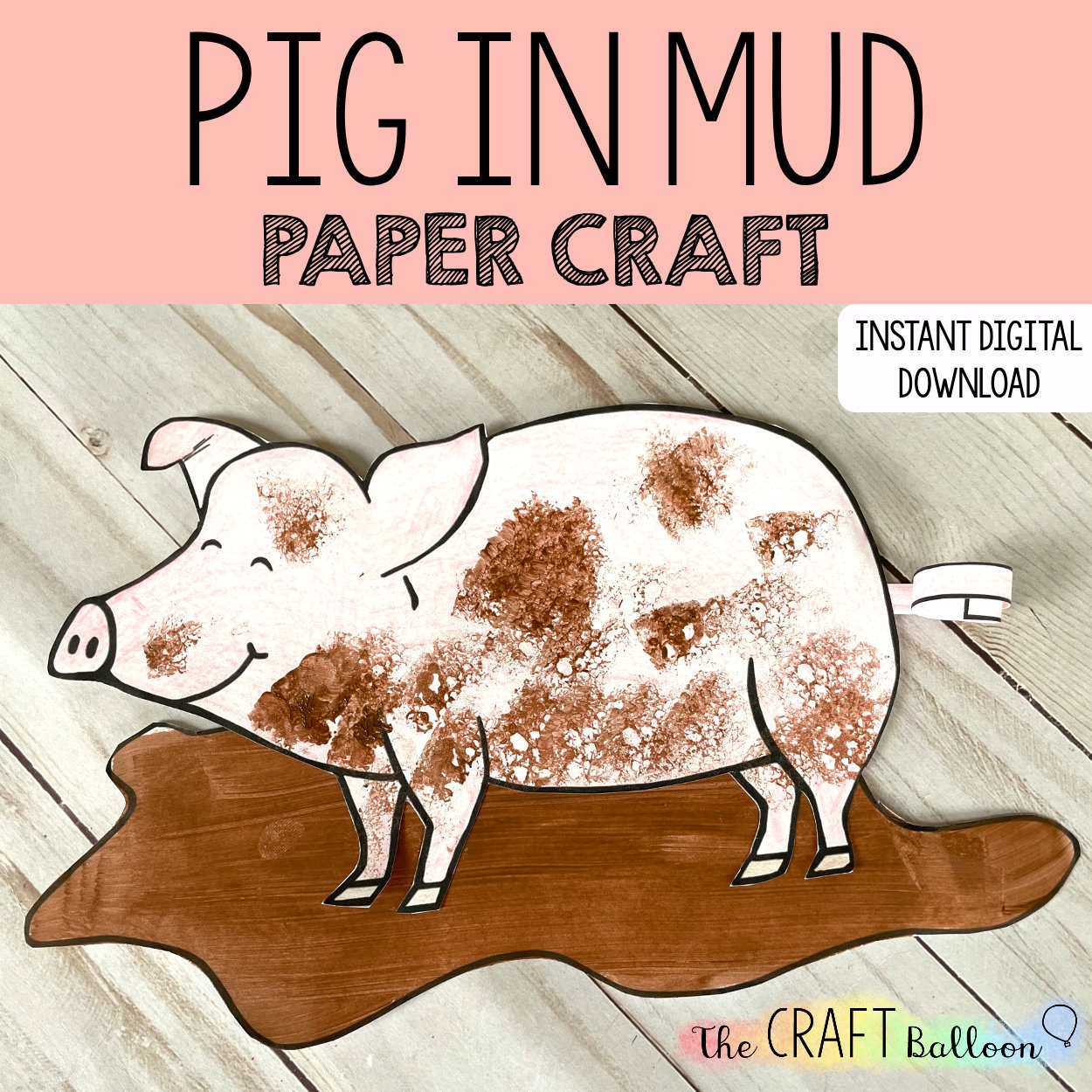 Pig In Mud Craft printable Craft Template Printable Kids Craft 