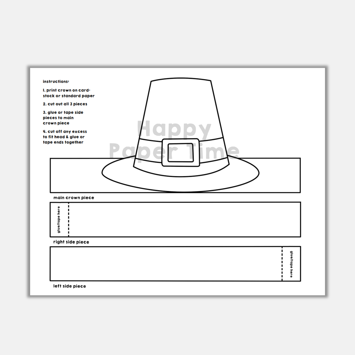 free printable pilgrim craft template
