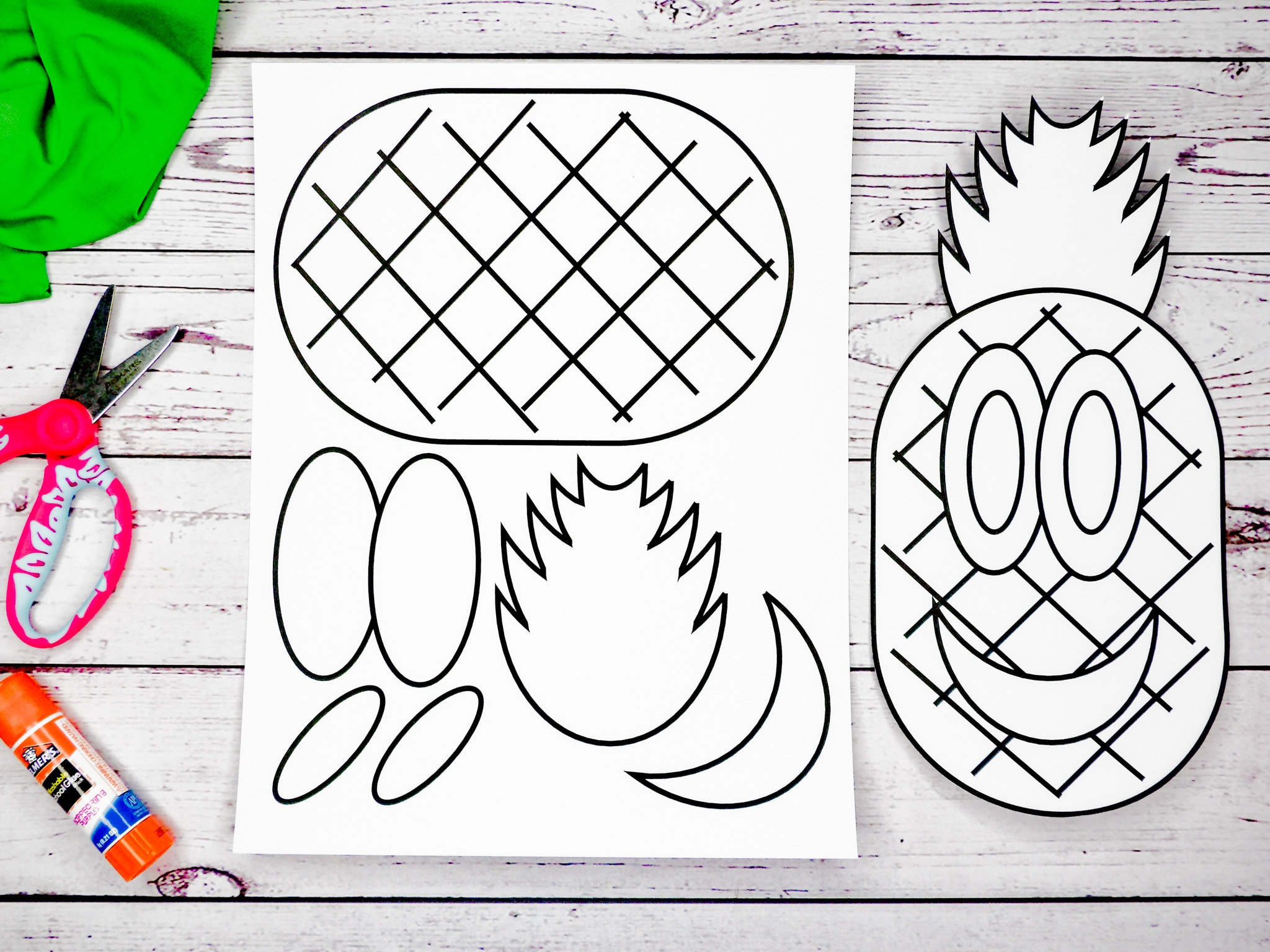 Pineapple Craft Template For Kids Cut And Glue Activity For 