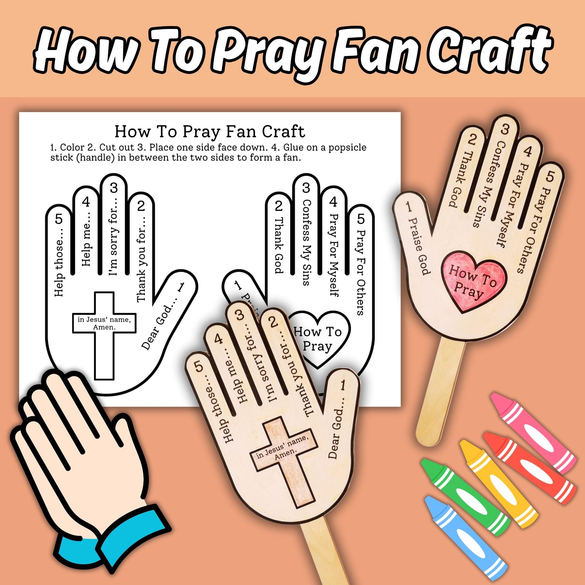 Praying Hands Printable Crafts Etsy