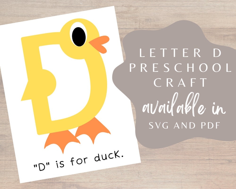 Preschool Craft Letter D SVG And PDF Duck Craft Alphabet Learning Duck Paper Craft For Preschool Letter Crafts Etsy