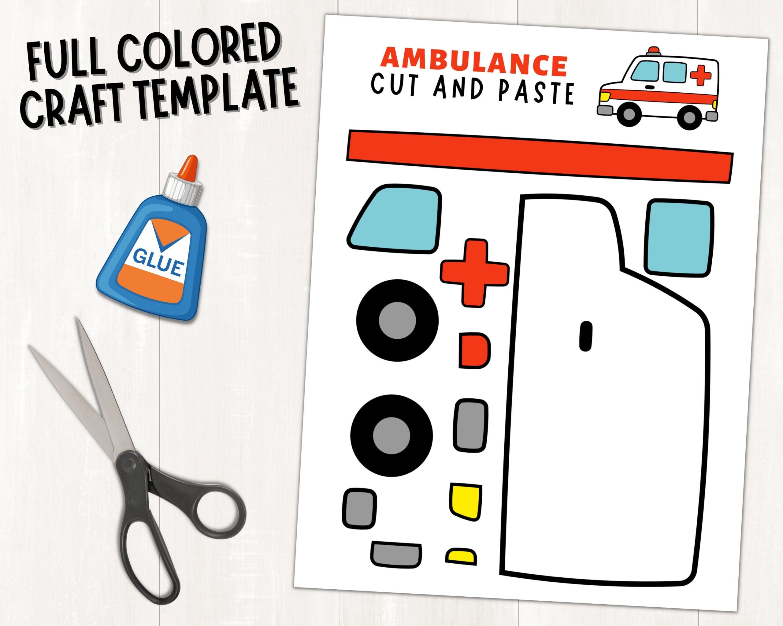 Printable Ambulance Craft Transportation Craft Build An Ambulance Indoor Preschool Activity Vehicles Craft Ambulance Car Craft Template
