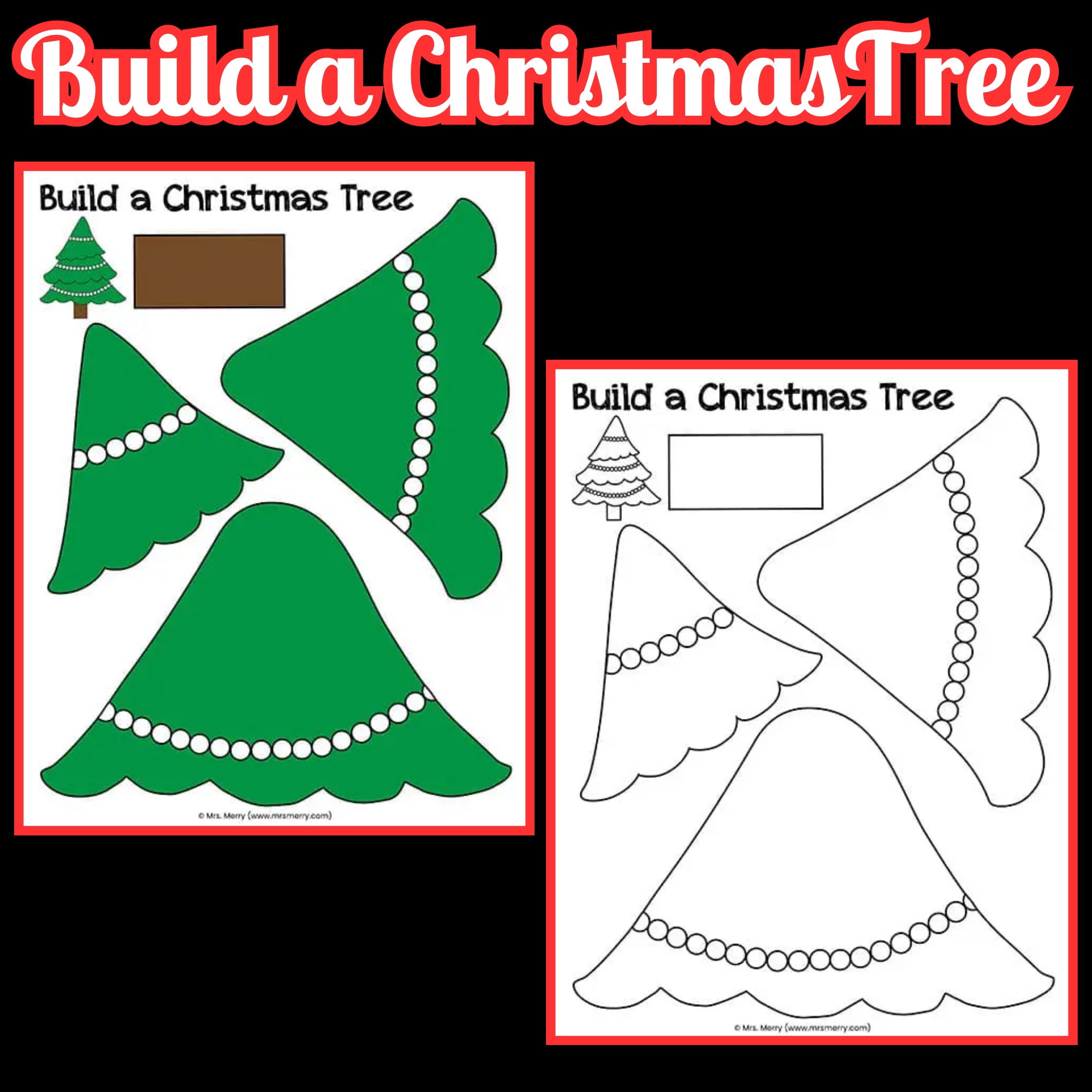 Printable Build A Christmas Tree Craft Christmas Worksheets Cut 