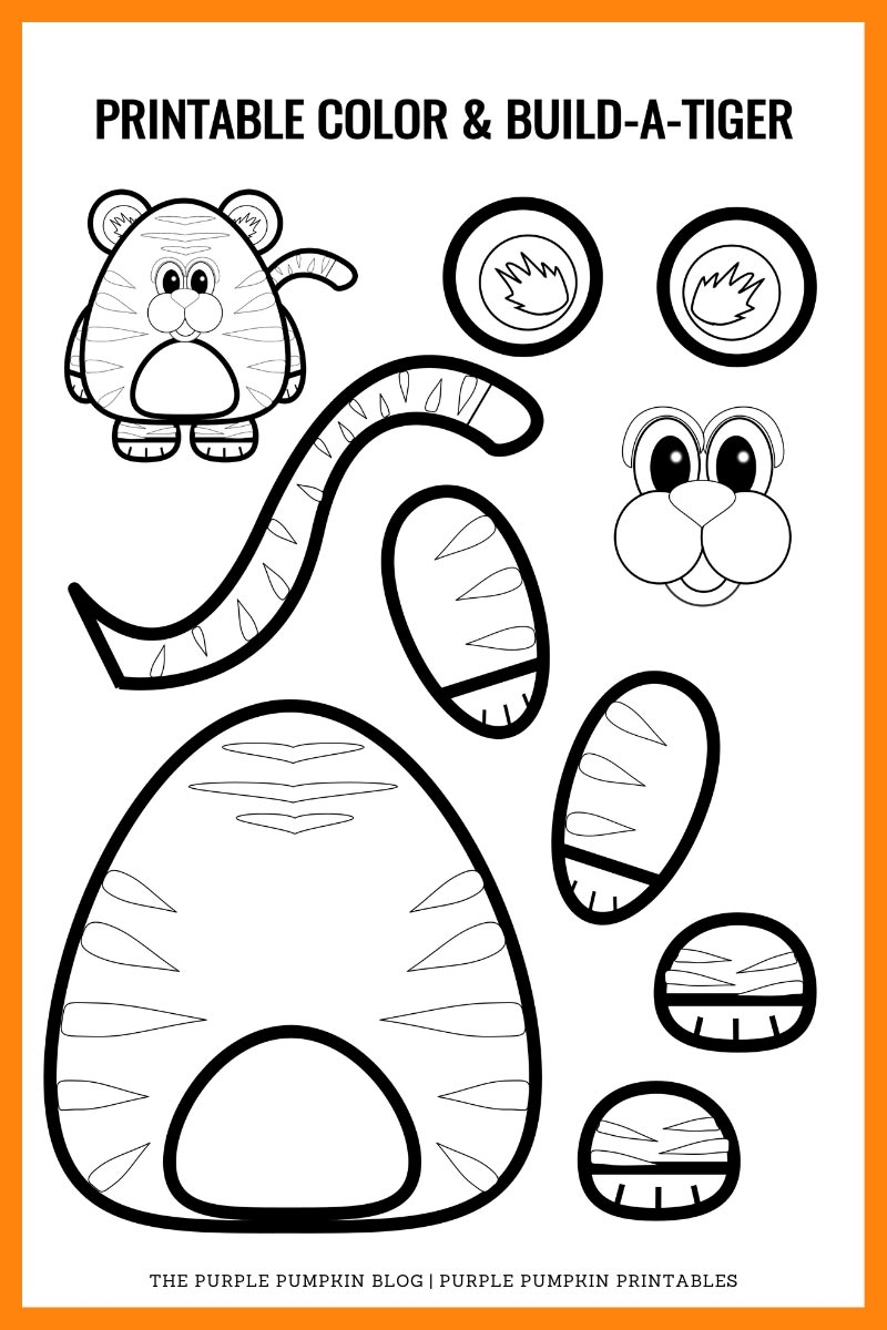 Printable Color U0026 Build A Tiger Template