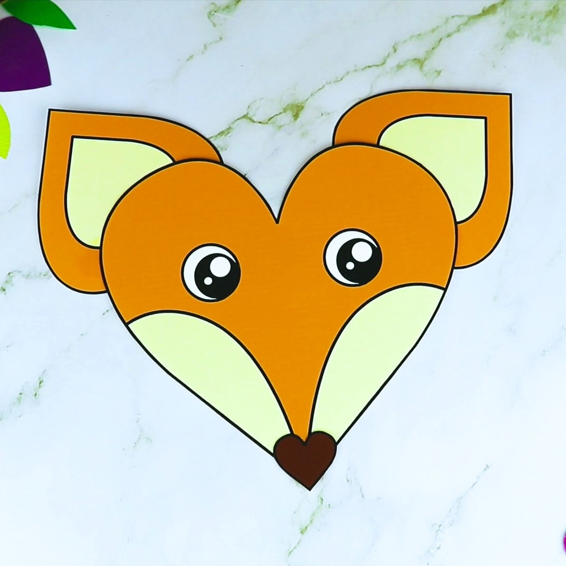 Printable Heart Fox Craft For Kids