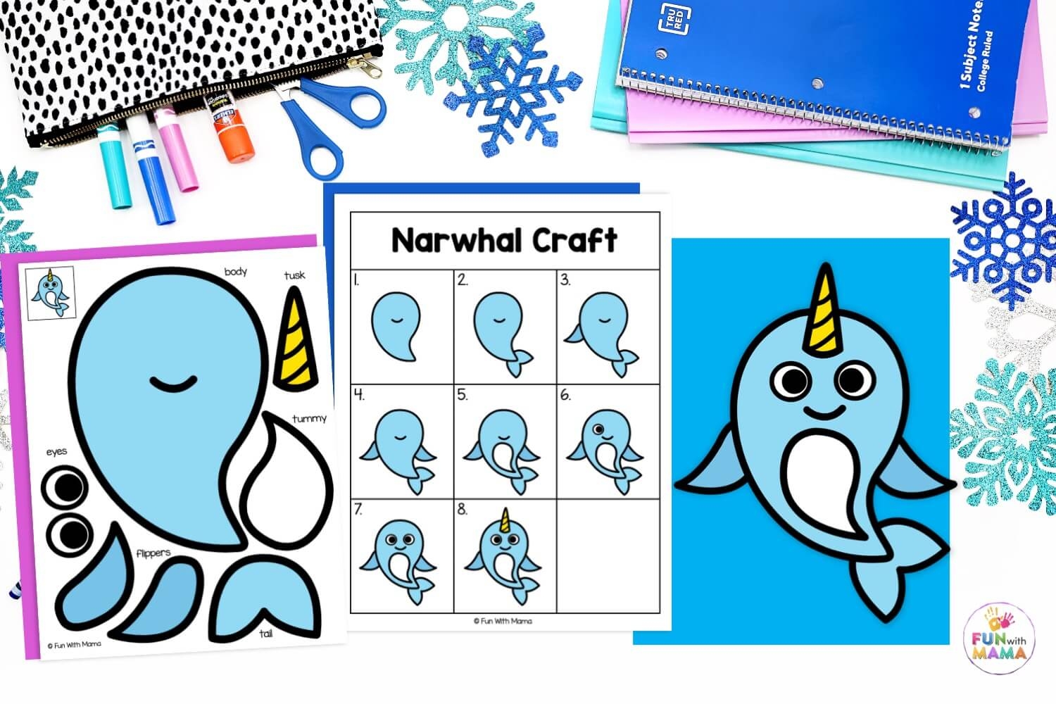 Printable Narwhal Craft 4 Narwhal Activities Fun With Mama