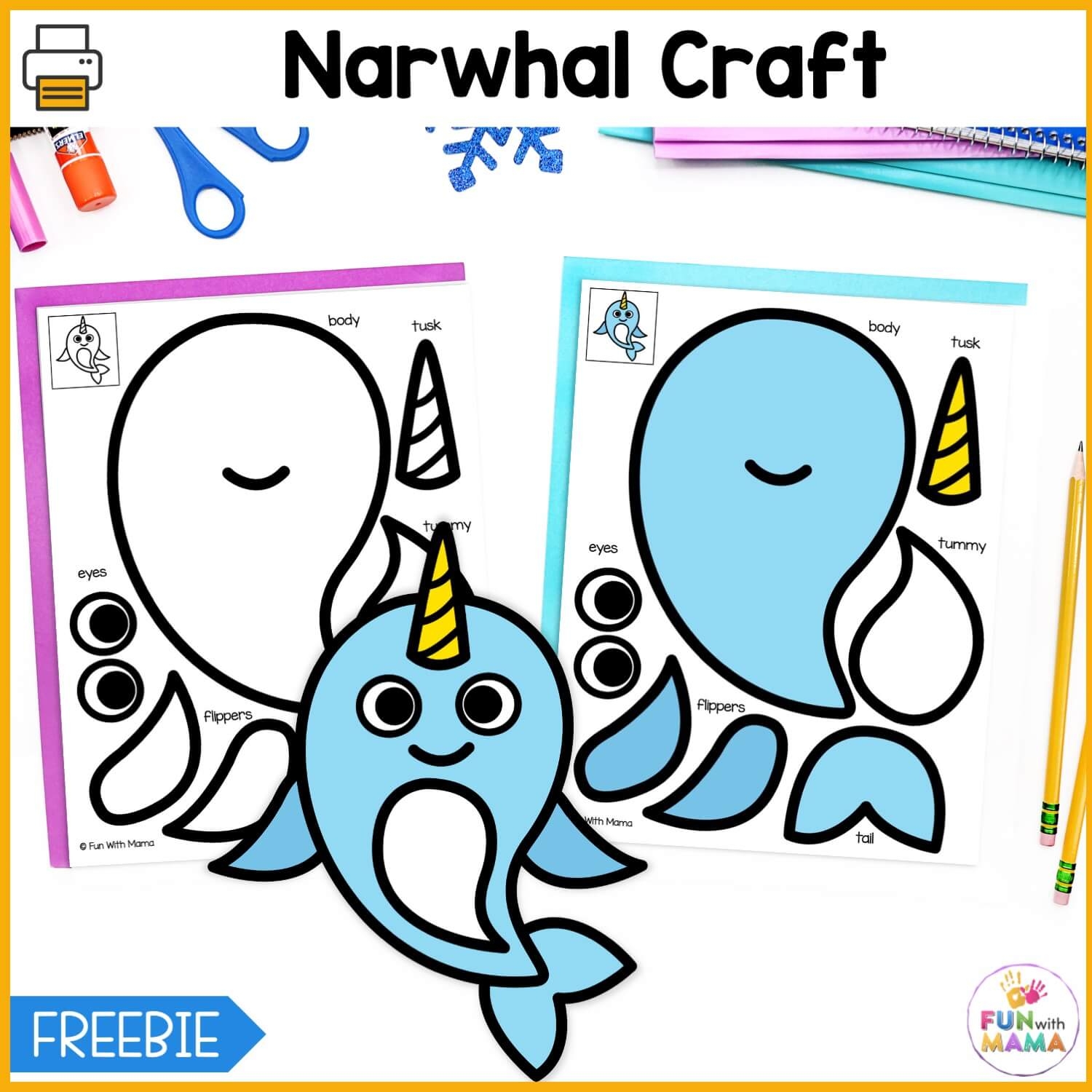 Printable Narwhal Craft 4 Narwhal Activities Fun With Mama