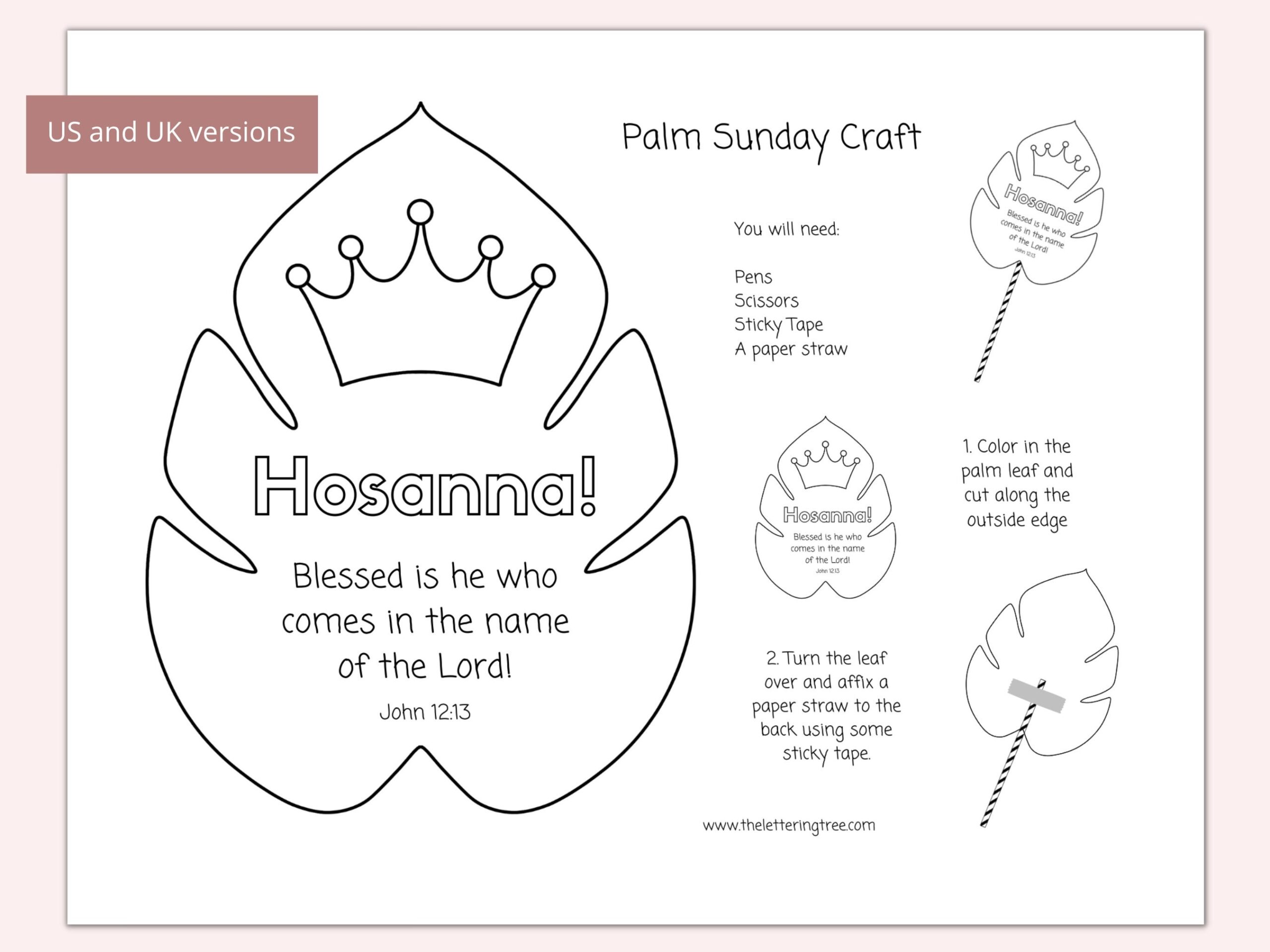 Printable Palm Sunday Craft Holy Week Activity Palm Sunday Activity Easter Crafts Bible Crafts For Kids Hosanna Coloring Etsy