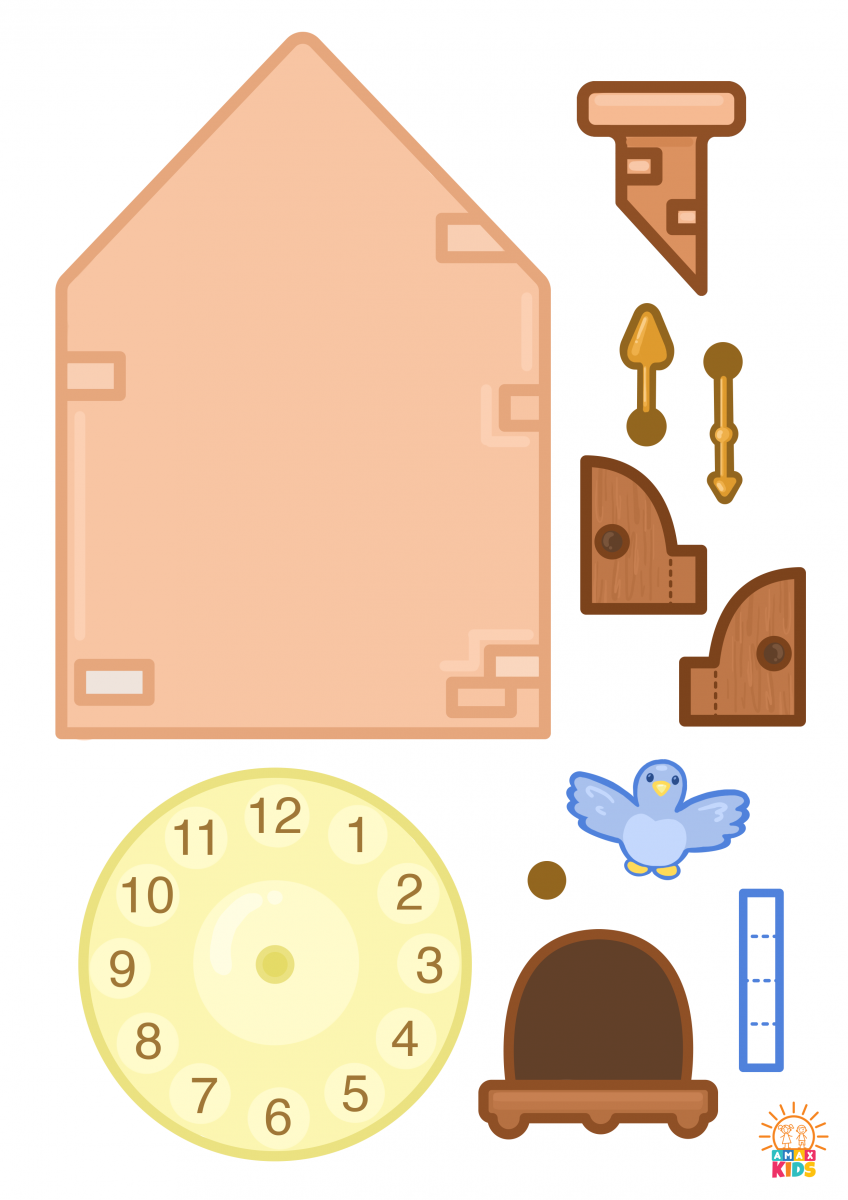 Printable Paper Cuckoo Clock For Kids Amax Kids