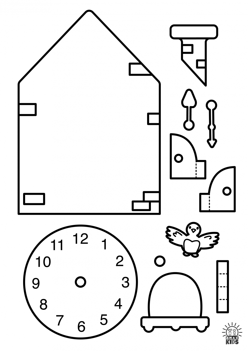 Printable Paper Cuckoo Clock For Kids Amax Kids