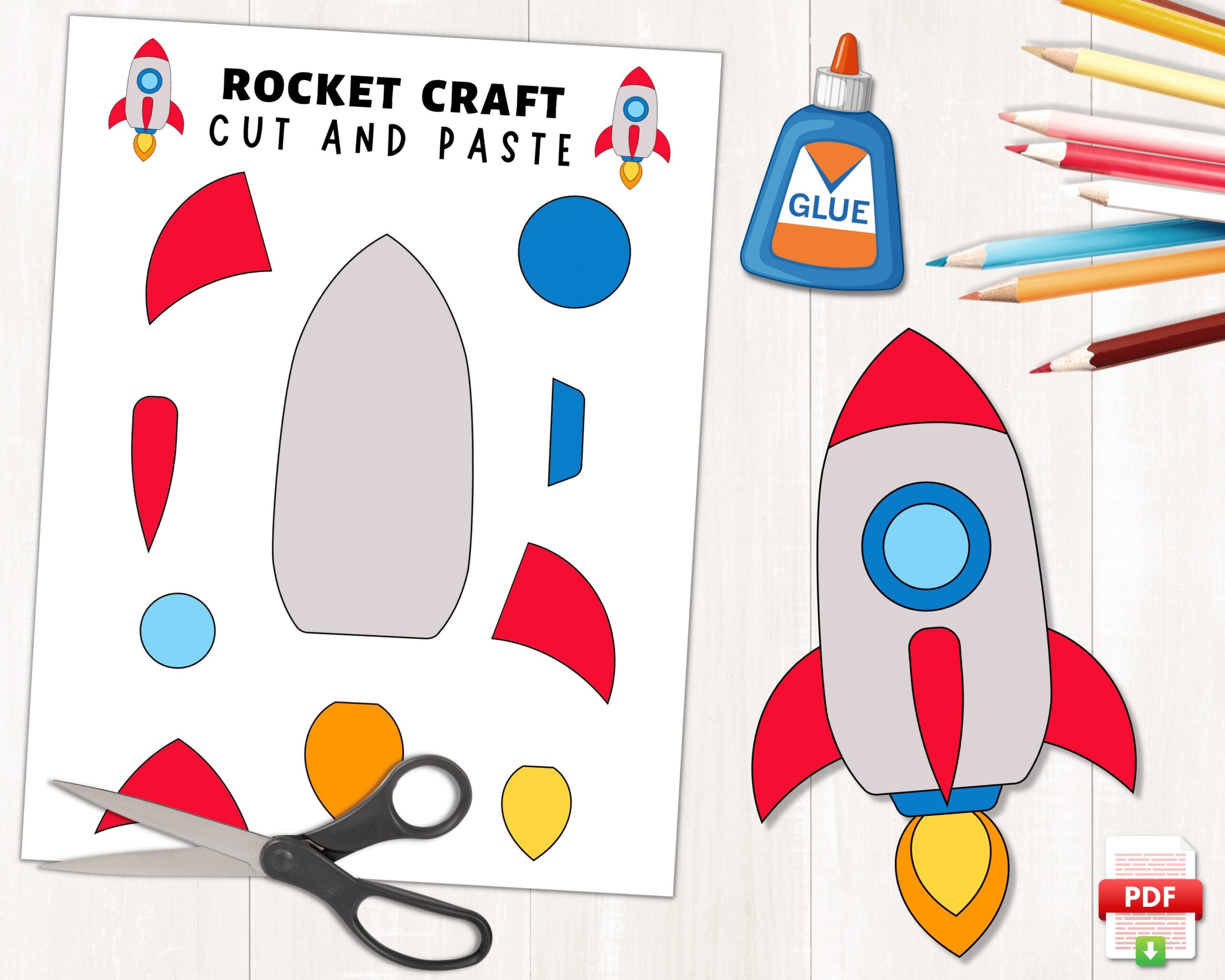 Printable Rocket Craft Outer Space Activities Build A Rocket Space Rocket Craft Template Indoor Preschool Activity Rocket Ship Etsy UK