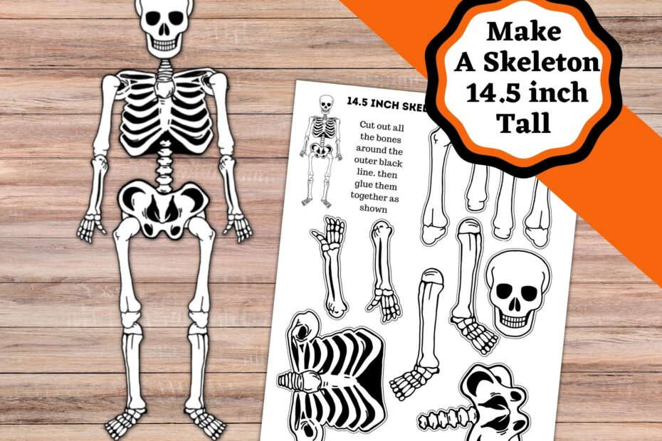 Printable Skeleton Craft 14 5 Inch Skeleton Cut And Glue Craft Easy Skeleton Or Halloween Craft Etsy