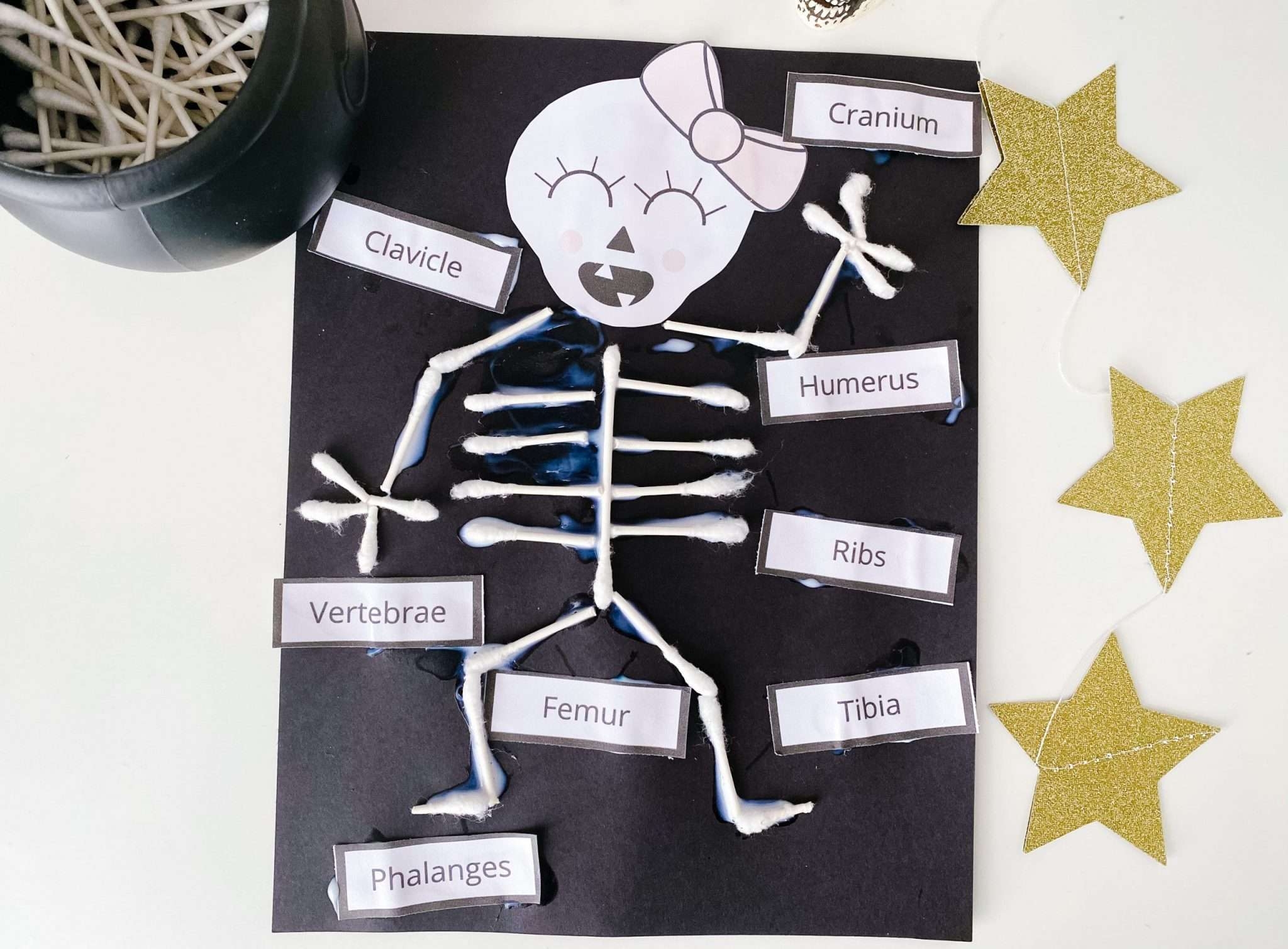Q Tip Skeleton Craft For Kids With The Blinks