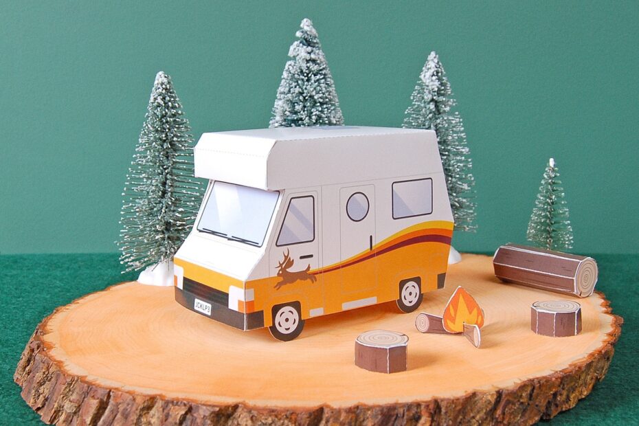 RV Camper Papertoy PDF Ready To PRINT Papercraft Template Coloring Version Etsy