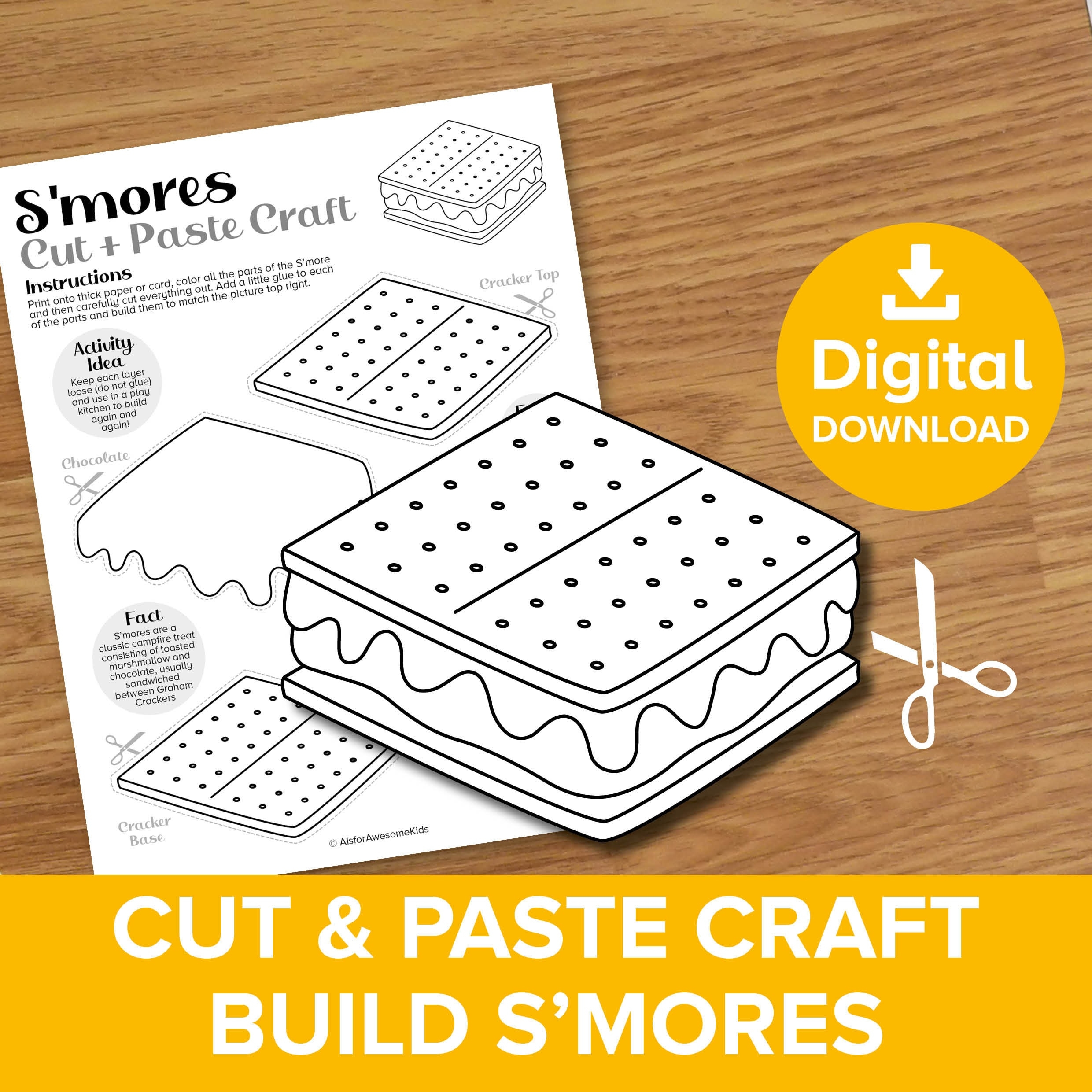 s'mores craft template printable