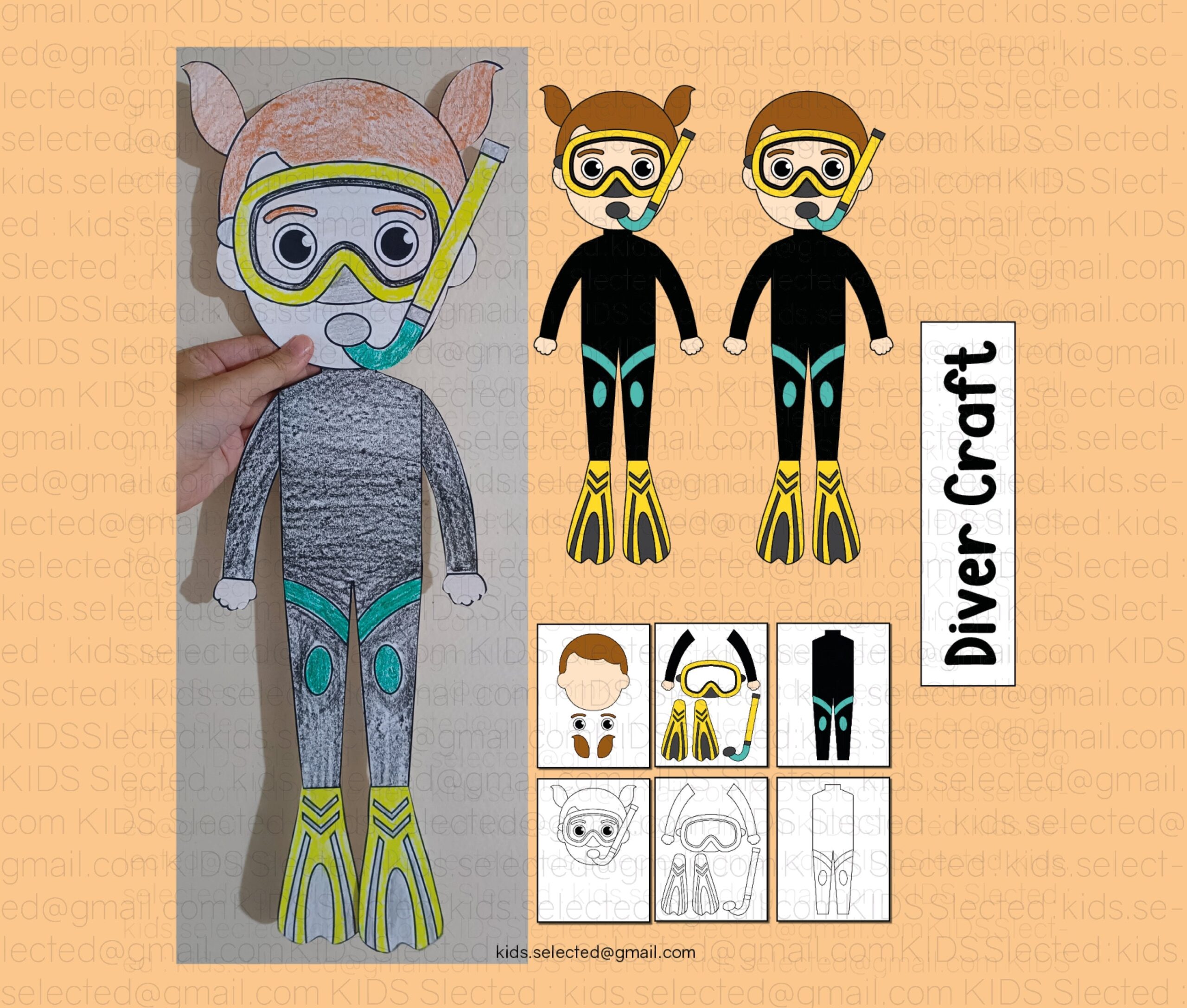 printable scuba diver craft template