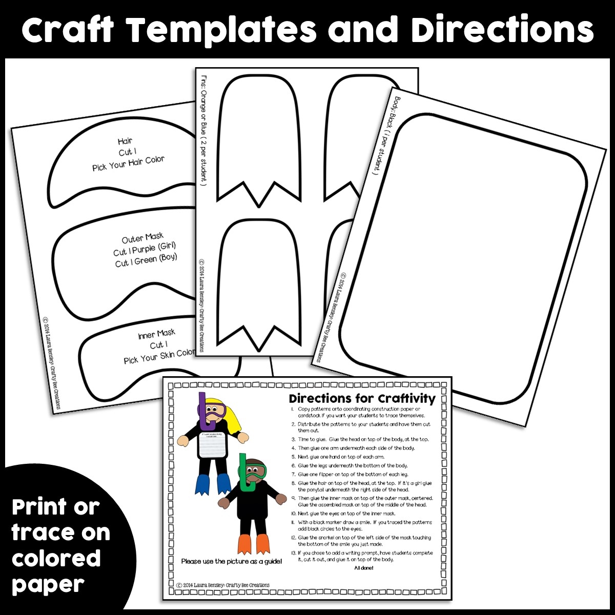 Scuba Diver Craft End Of The Year Summer Writing Ocean 