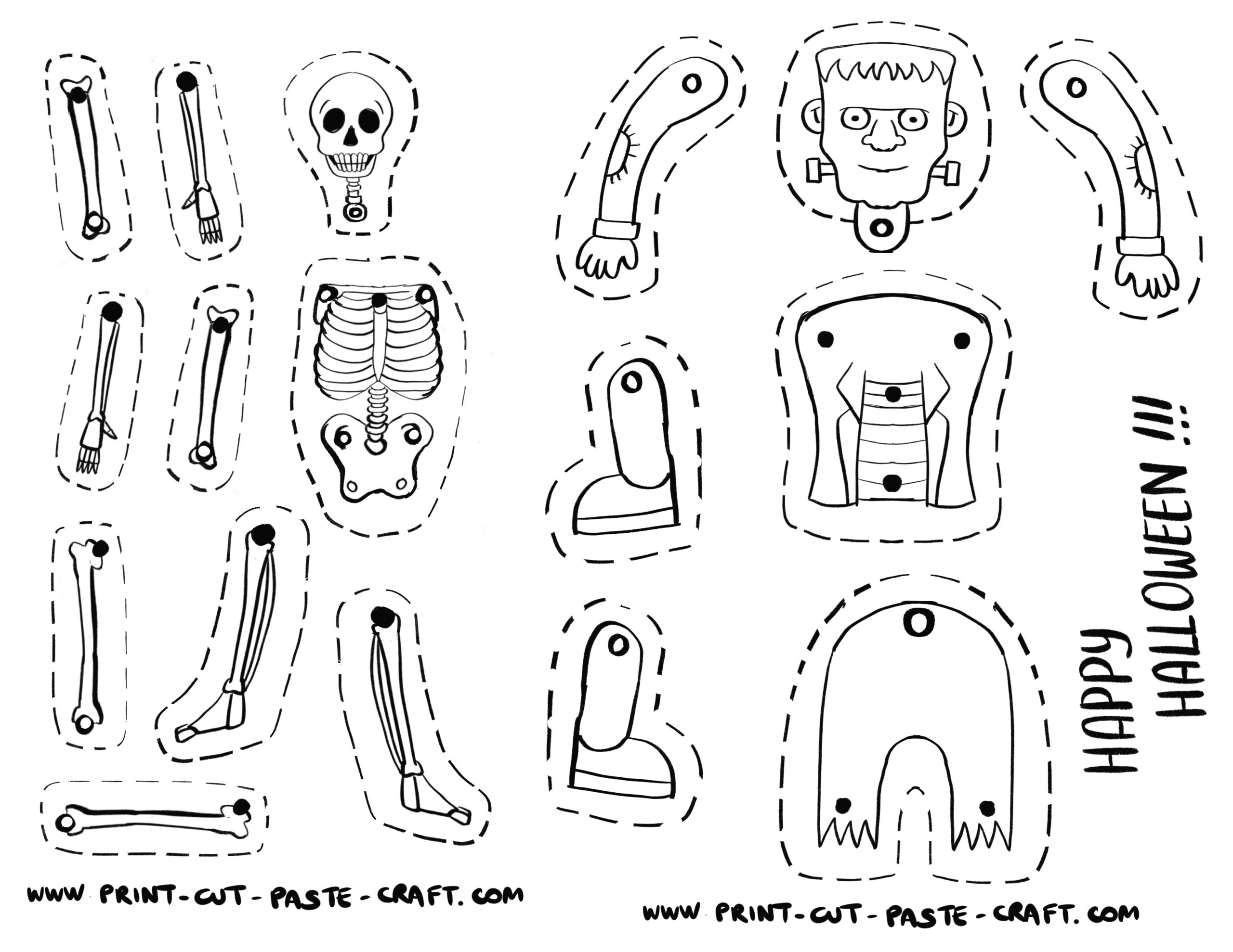 Skeleton Craft Printable Printable Party Favors