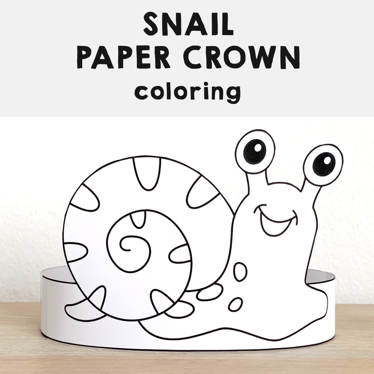 Snail Paper Crown Printable Animal Bug Coloring Craft Activity Hat Headband