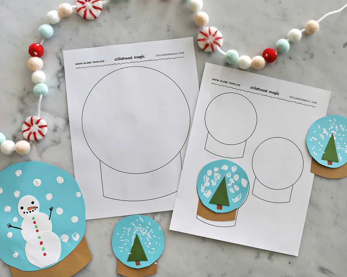 snow globe craft template free printable