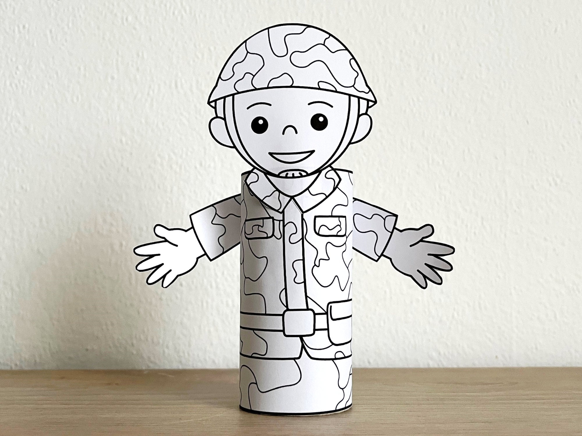 Soldier Toilet Paper Roll Craft Party Coloring Printable Decoration Kids Career Day Community Helpers Cut Instant Download Etsy UK