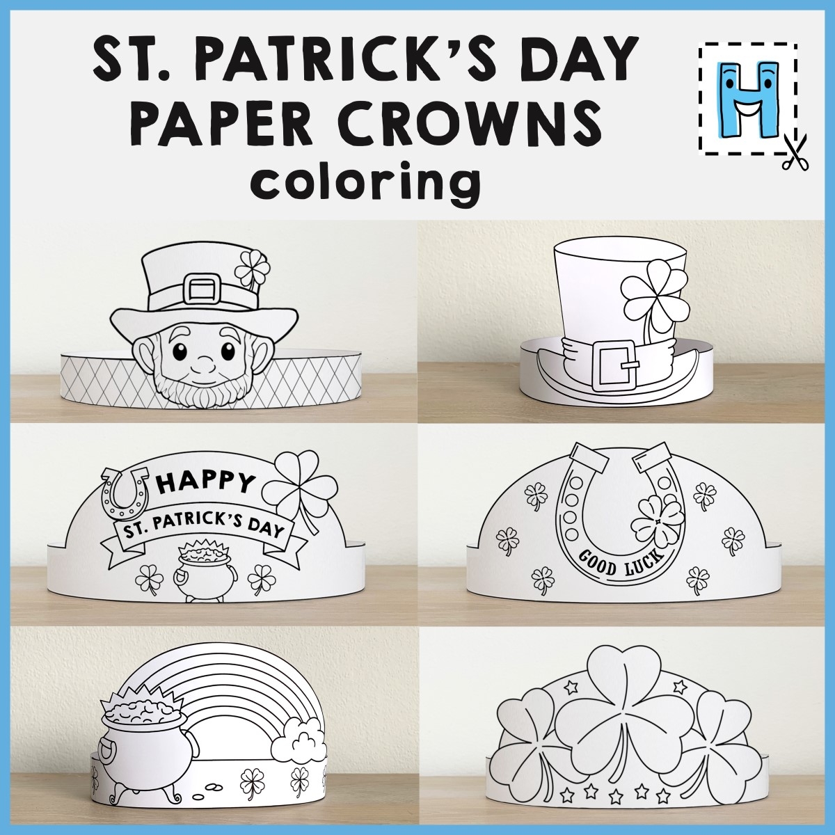 St Patrick s Day Paper Hats Leprechaun Shamrock Printable Paper 