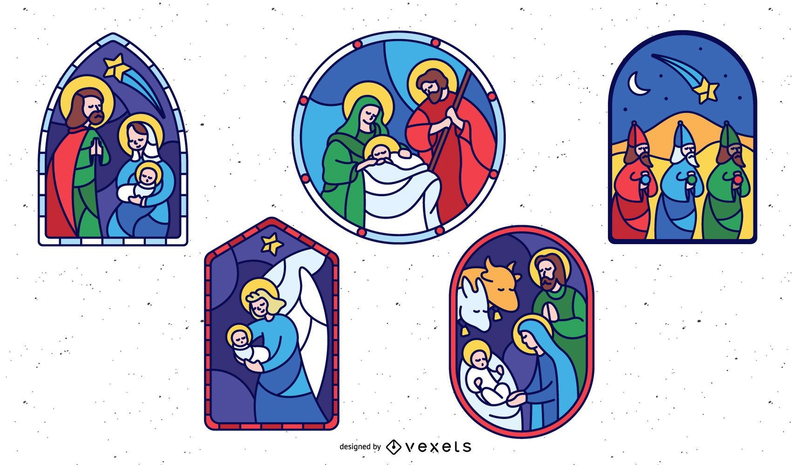 printable stained glass nativity craft template