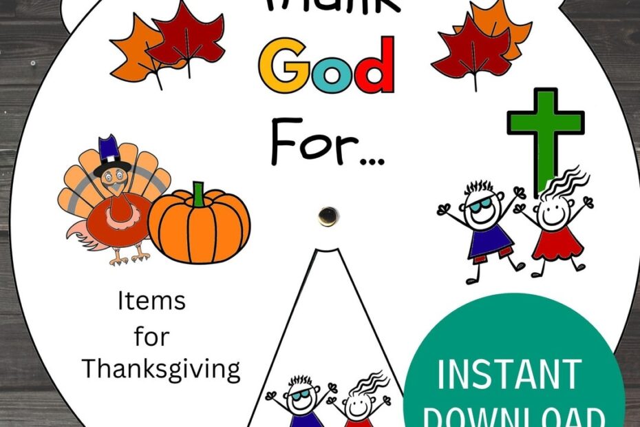 Thank God For Coloring Wheel Thanksgiving Sunday School Craft DIY Printable Kids Bible Lesson Thanksgiving Activity Etsy