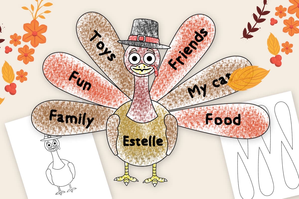 color turkey printable craft template
