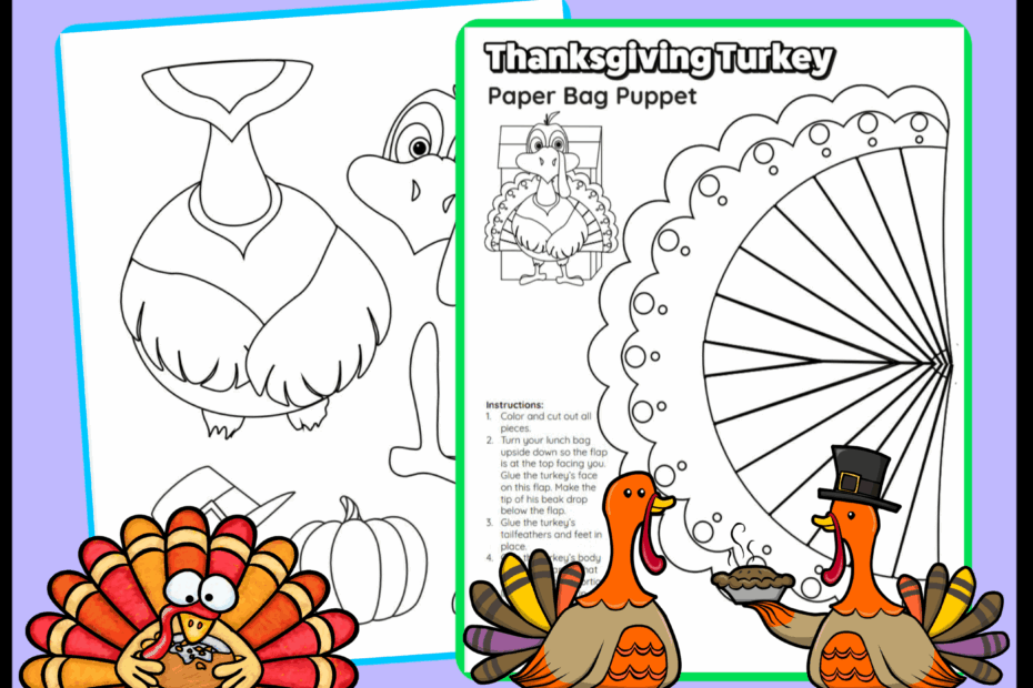 Thanksgiving Paper Bag Turkey Craft Template Activities For Kids